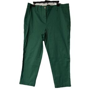 NWT Talbots Womens Green Perfect Cropped Slim Leg Pants Slacks Plus Size 16